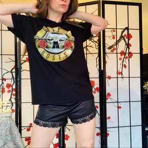 1950’s AVIAN Vintage Nylon Sleep Slip Lace Trim High Waisted Black Women Shorts